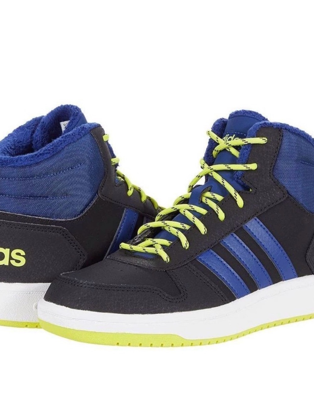 adidas Kids High-Top Sneakers in Blue, Black and Neon Yellow